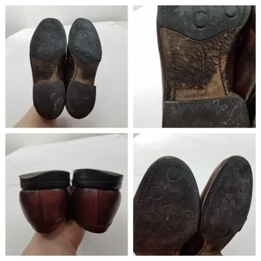 Allen Edmonds Steen 8.5 D Brown Leather Slip on Loafers Mens Shoes Split Toe